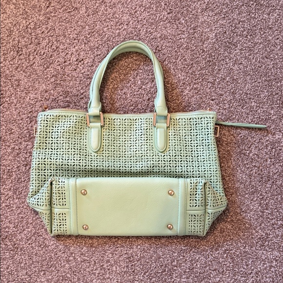 Urban Expressions Handbags - Urban Expressions Mint Green Perforated Tote Handbag